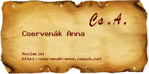 Cservenák Anna névjegykártya
