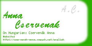 anna cservenak business card
