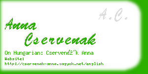 anna cservenak business card